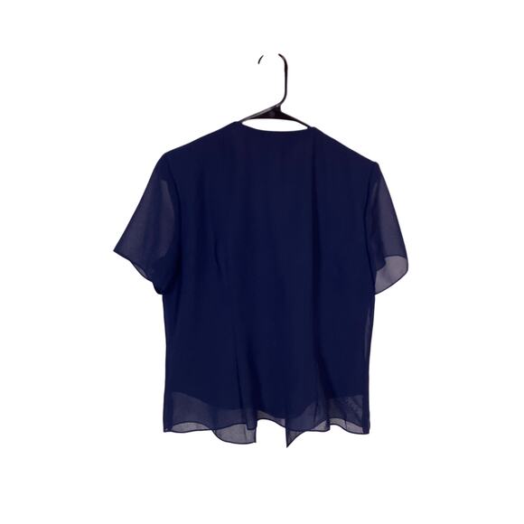 Vintage Another Thyme Purple Beaded Flower Sheer Blouse Women’s 12 Petite - Picture 4 of 5